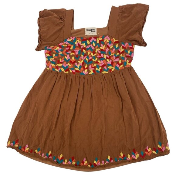 Savanna Jane Size Small Tunic Mini Dress Brown Pink Red Blue Yellow Embroidered - Picture 1 of 11